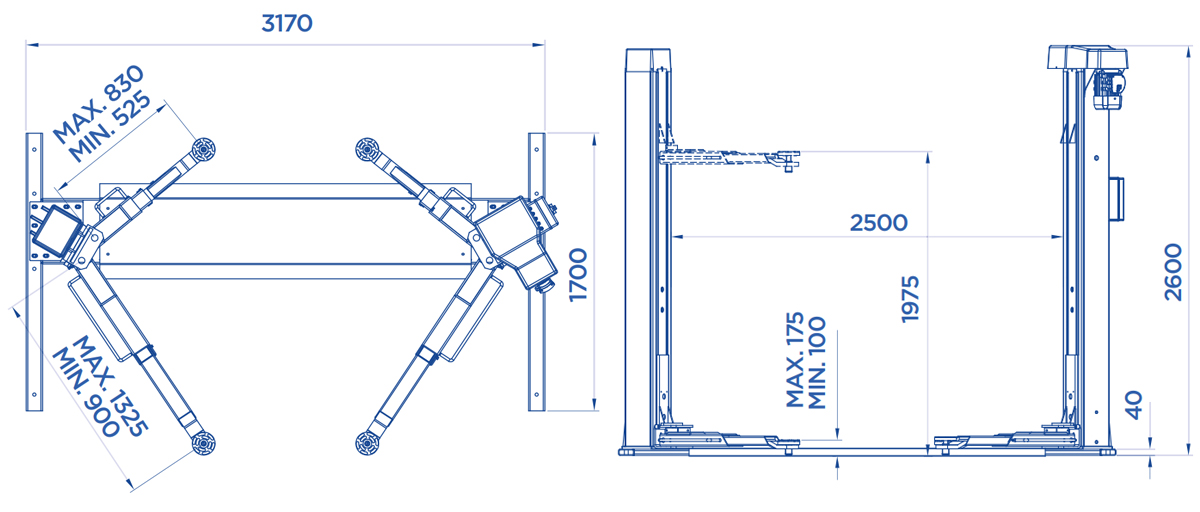 Cầu nâng 2 trụ cáp dưới