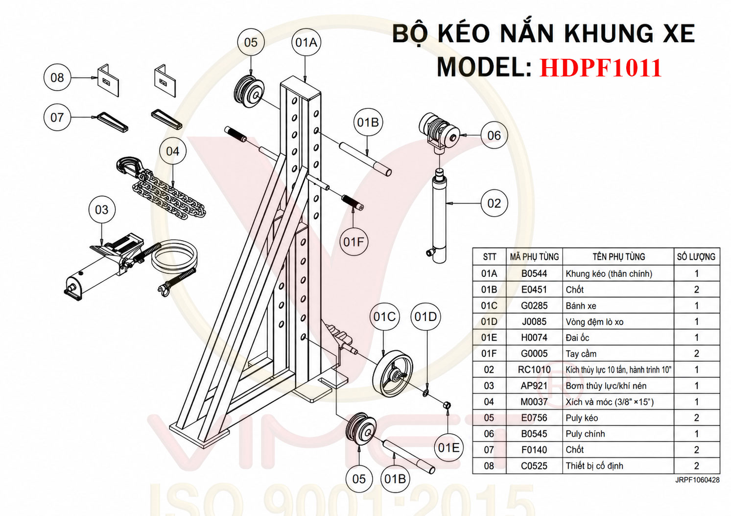 Bộ kéo thân xe thủy lực HIDI HDPF1011