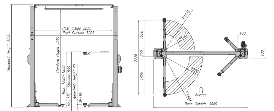 Cầu nâng 2 trụ 4 tấn Heshbon HL-26KE