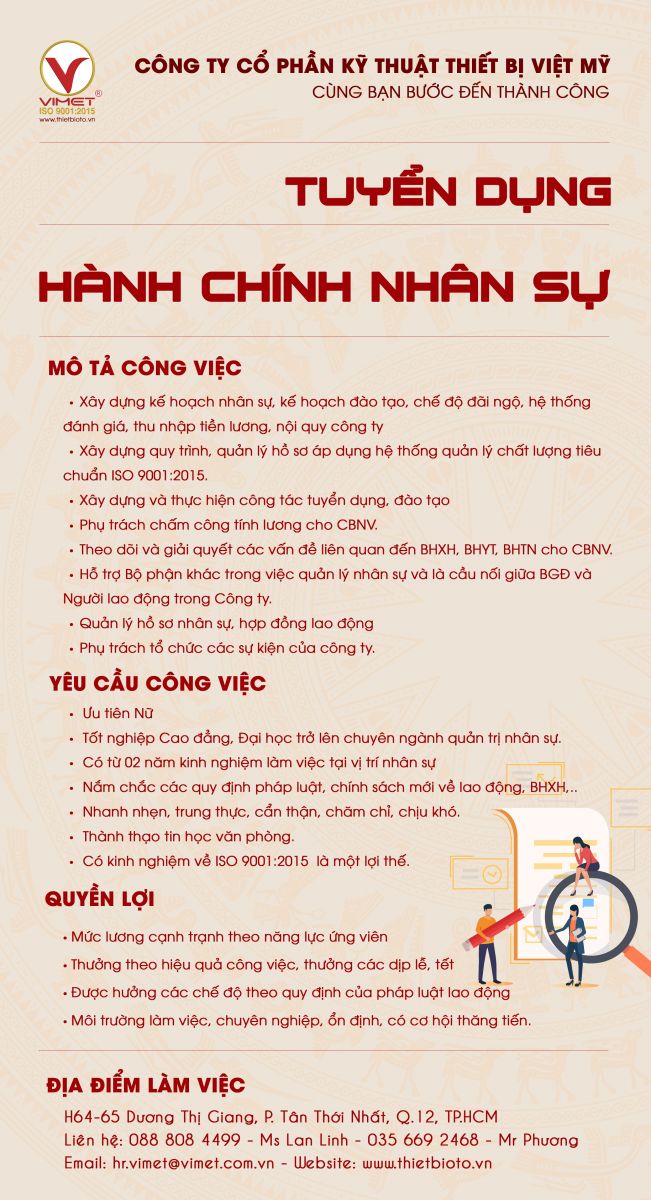 Tuyển dụng Hành Chính Nhân Sự