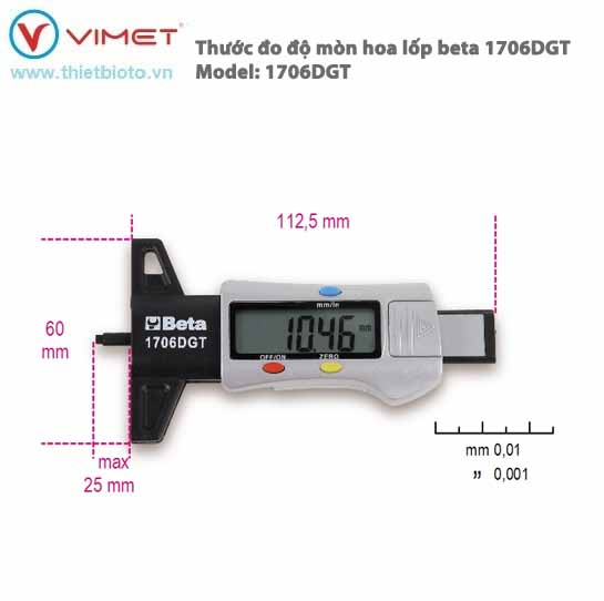 Thước đo độ mòn hoa lốp beta 1706DGT