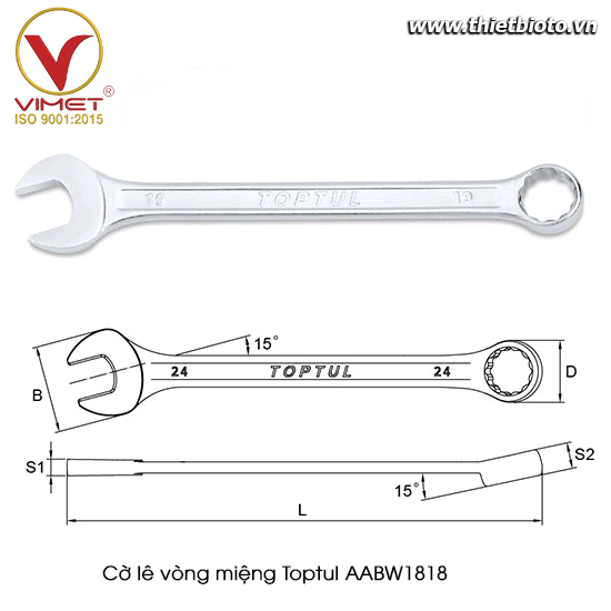 Cờ lê vòng miệng Toptul AABW1818