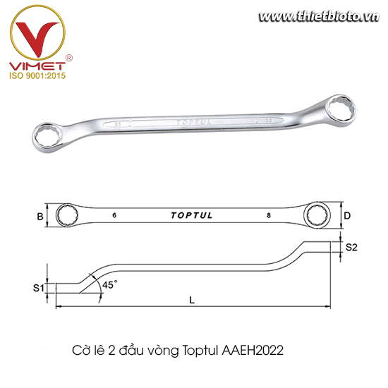 Cờ lê 2 đầu vòng Toptul AAEH2022