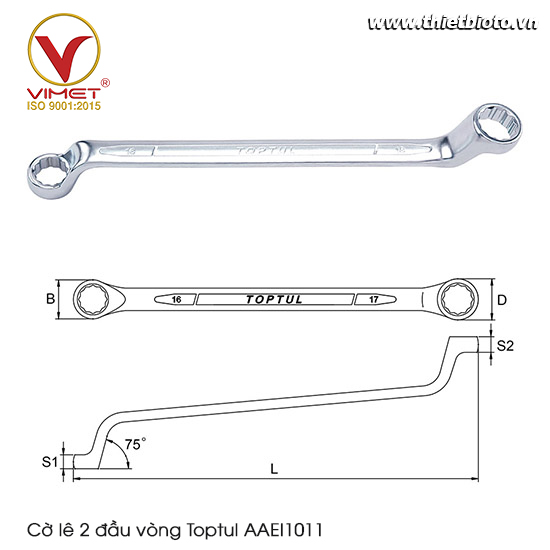 Cờ lê 2 đầu vòng Toptul AAEI1011