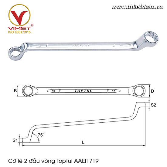 Cờ lê 2 đầu vòng Toptul AAEI1719