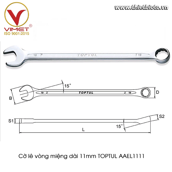 Cờ lê vòng miệng dài 11mm TOPTUL AAEL1111