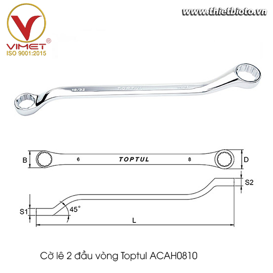 Cờ lê 2 đầu vòng Toptul ACAH0810