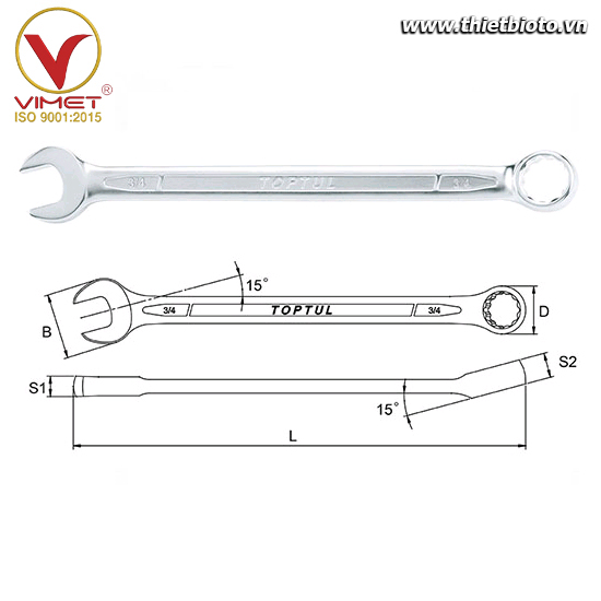 Cờ lê vòng miệng Toptul hệ inch ACEA1010