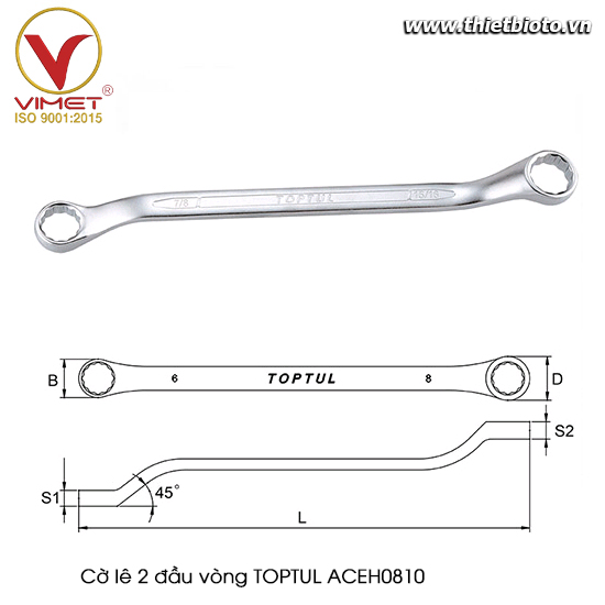 Cờ lê 2 đầu vòng TOPTUL ACEH0810