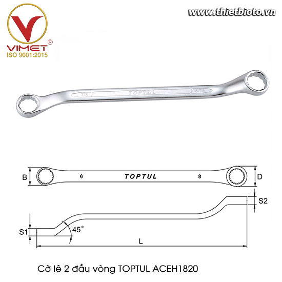 Cờ lê 2 đầu vòng TOPTUL ACEH1820