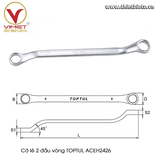 Cờ lê 2 đầu vòng TOPTUL ACEH2426