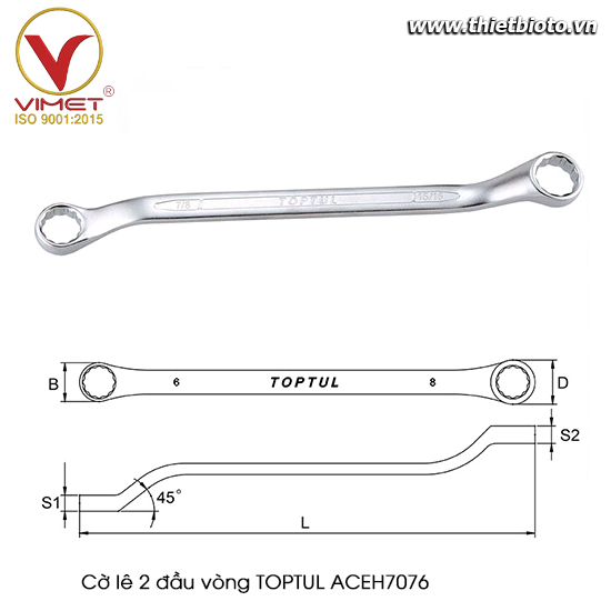 Cờ lê 2 đầu vòng TOPTUL ACEH7076 