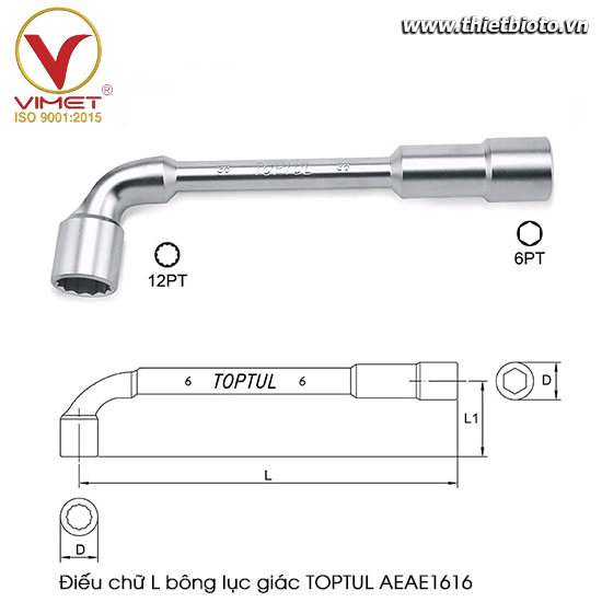 Điếu chữ L bông lục giác TOPTUL AEAE1616