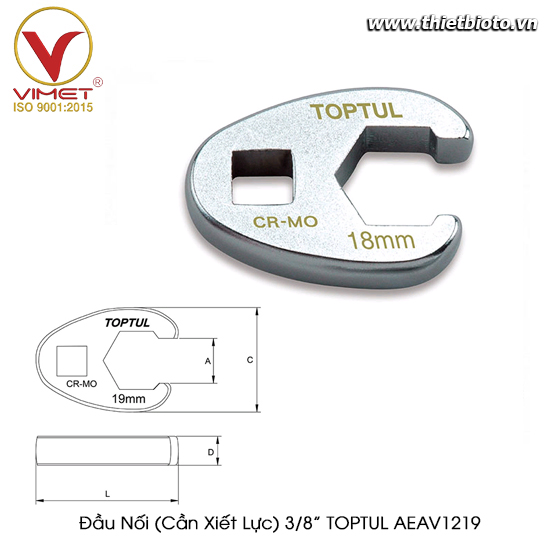 Đầu Nối (Cần Xiết Lực) 3/8” TOPTUL AEAV1219