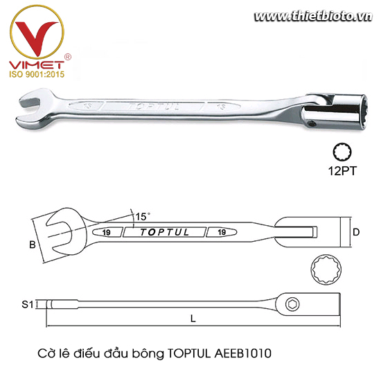 Cờ lê đầu miệng đầu điếu bông TOPTUL AEEB1010