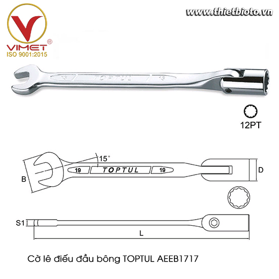 Cờ lê đầu miệng đầu điếu bông TOPTUL AEEB1717