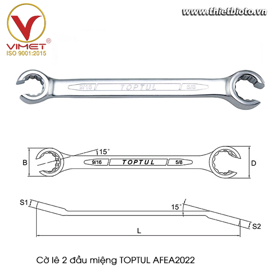 Cờ lê 2 đầu miệng TOPTUL AFEA2022