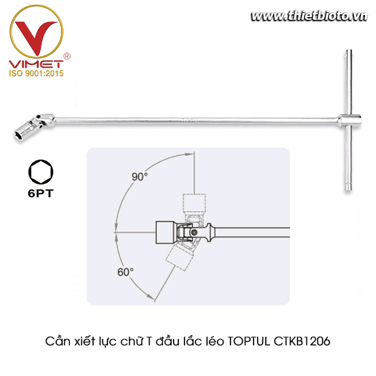 Cần xiết lực chữ T đầu tuýp lắc léo TOPTUL CTKB1206