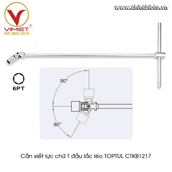 Cần xiết lực chữ T đầu tuýp lắc léo TOPTUL CTKB1217