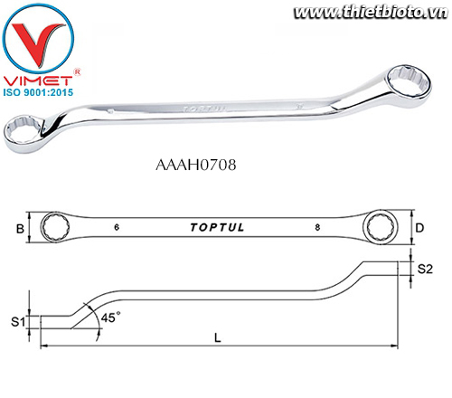 Cờ lê 2 đầu vòng Toptul AAAH0708