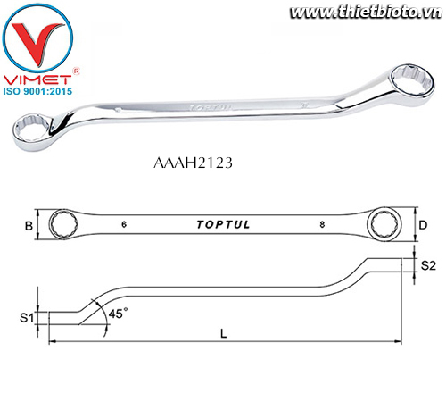 Cờ lê 2 đầu vòng Toptul AAAH2123