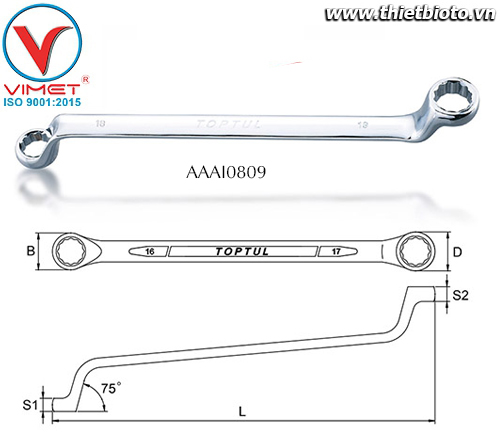 Cờ lê 2 đầu vòng Toptul AAAI0809