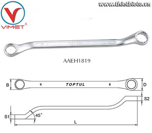 Cờ lê 2 đầu vòng Toptul AAEH1819