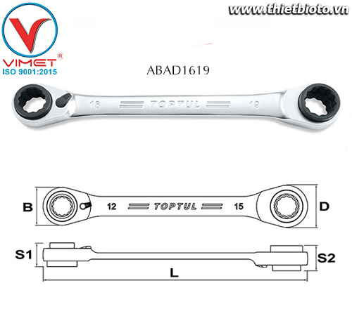 Cờ lê 2 đầu vòng Toptul ABAD1619