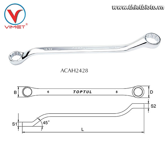 Cờ lê 2 đầu vòng Toptul ACAH2428