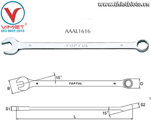 Cờ lê đầu vòng miệng Toptul AAAL1616