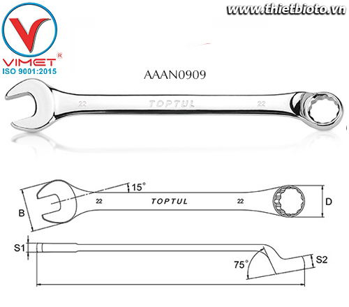 Cờ lê đầu vòng miệng Toptul AAAN0909