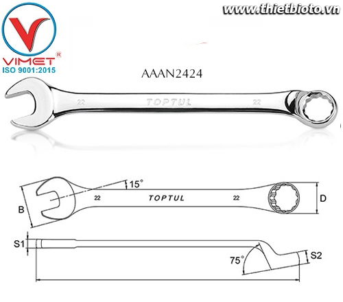 Cờ lê đầu vòng miệng Toptul AAAN2424