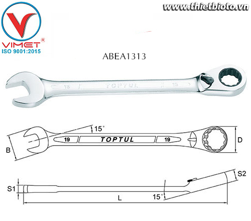 Cờ lê đầu vòng miệng Toptul ABEA1313