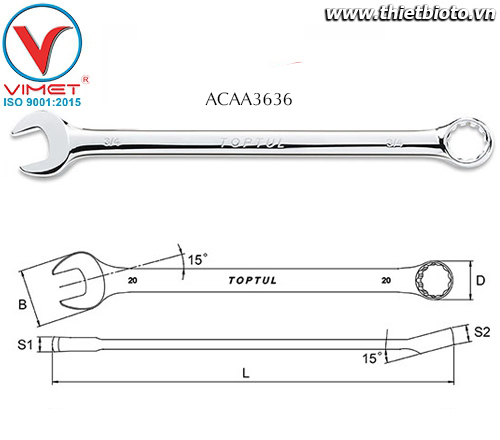 Cờ lê đầu vòng miệng Toptul ACAA3636