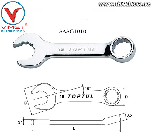 Cờ lê đầu vòng mở Toptul AAAG1010