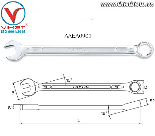 Cờ lê vòng miệng Toptul AAEA0909