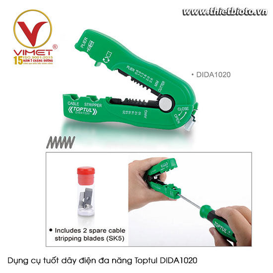 Dụng cụ tuốt dây điện đa năng Toptul DIDA1020