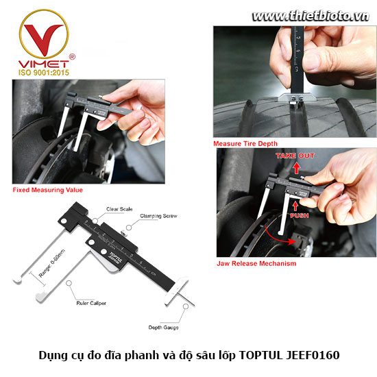 Dụng cụ đo đĩa phanh và độ sâu lốp TOPTUL JEEF0160