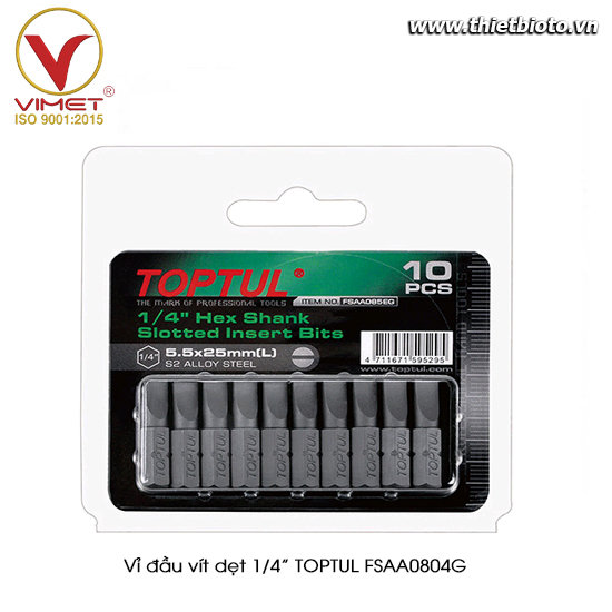 Vỉ đầu vít dẹt 1/4” TOPTUL FSAA0804G