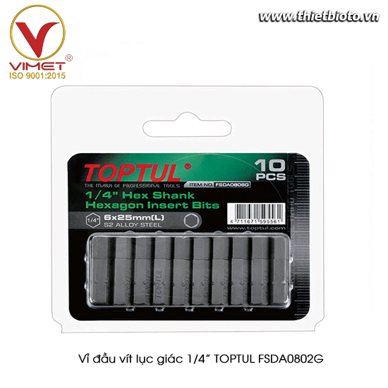 Vỉ đầu vít lục giác 1/4” TOPTUL FSDA0802G 