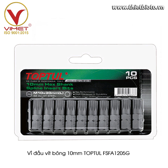 Vỉ đầu vít bông 10mm TOPTUL FSFA1205G