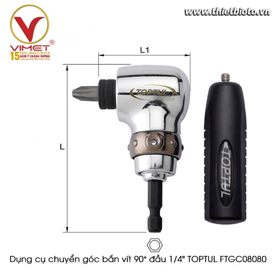 Dụng cụ chuyển góc bắn vít 90° đầu 1/4