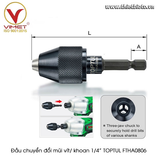 Đầu chuyển đổi mũi vít/ khoan 1/4” TOPTUL FTHA0806