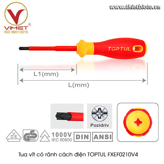 Tua vít có rãnh cách điện TOPTUL FXEF0210V4