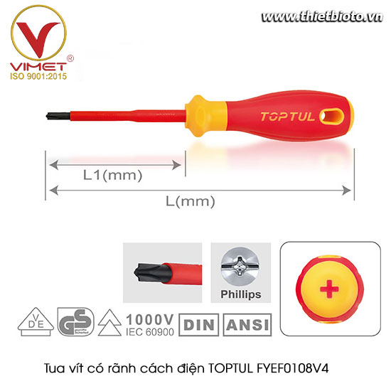 Tua vít có rãnh cách điện TOPTUL FYEF0108V4