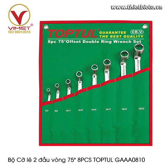 Bộ Cờ lê 2 đầu vòng 75° 8PCS TOPTUL GAAA0810