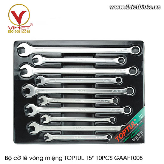 Bộ cờ lê vòng miệng TOPTUL 15° 10PCS GAAF1008