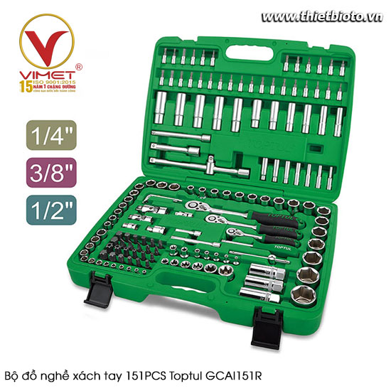 Bộ đồ nghề xách tay 151PCS Toptul GCAI151R