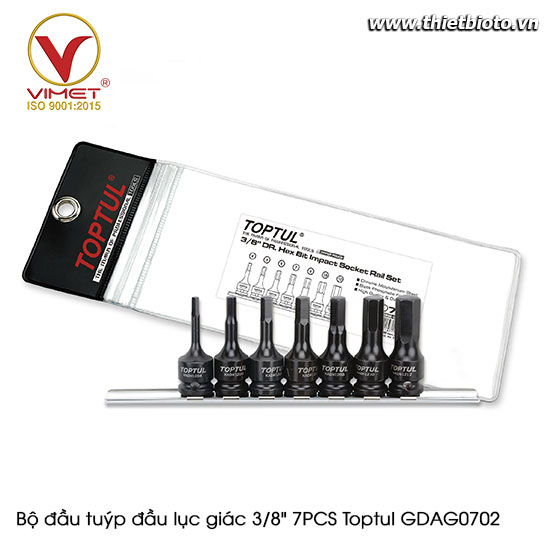 Bộ đầu tuýp đầu lục giác 3/8 inch 7 món toptul GDAG0702