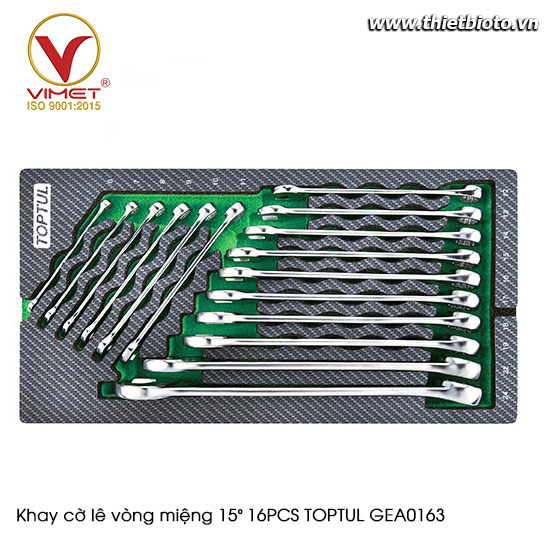 Khay cờ lê vòng miệng 15° 16PCS TOPTUL GEA0163